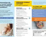 Plakat informuje o pierwszych sygnałach autyzmu u dzieci w różnym wieku. Podkreśla, że wczesna diagnoza i wsparcie są kluczowe dla harmonijnego rozwoju.