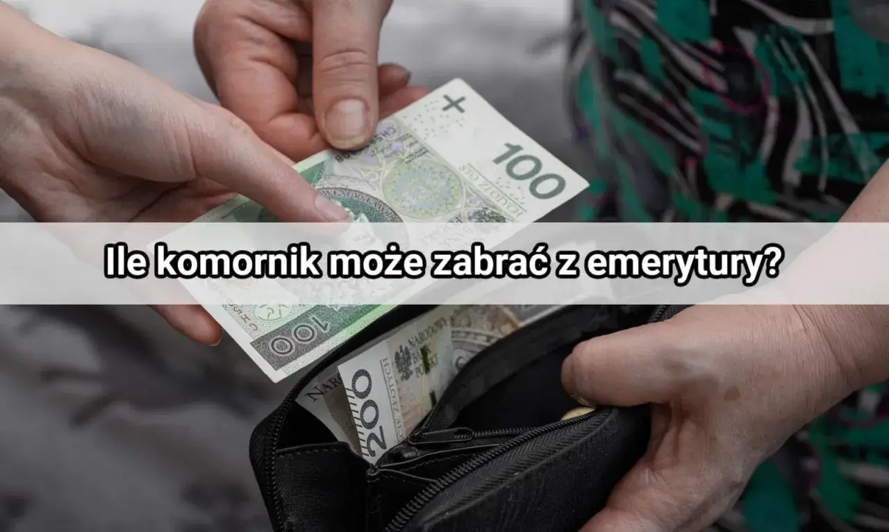 Dwie dłonie przekładają banknoty 100 zł do portmonetki. Pytanie brzmi: ile komornik może zabrać z emerytury?